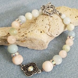 Pastel colors of morganite beaded bracelet